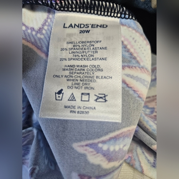 Lands'End-Top Women's 20W  Blue and Purple Floral Swim Tank - Picture 4 of 7